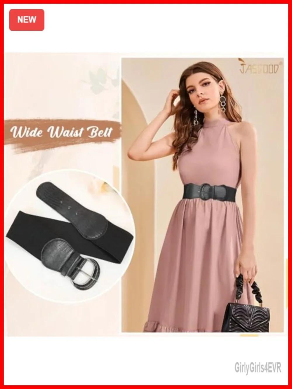 Stretchy Wide Waist Belt for Women Faux Leather Vintage Alloy Buckle